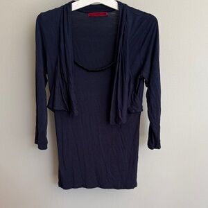 Velvet Top with Half Cardigan